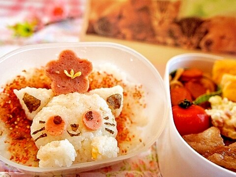 オニギリで簡単✿お花見猫ちゃんฅ(=^‥^=)ฅ